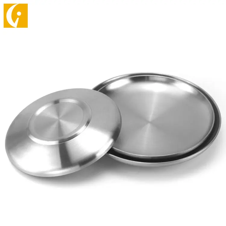 Assiette de service de table, acier inoxydable 304 assiette de service de disques pour la cuisine