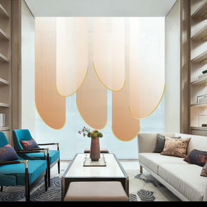 Rideaux de séparation parallèles multicouches avec bases incurvées en métal, <span class=keywords><strong>stores</strong></span> décoratifs pour créer des espaces de style naturel - Product Image 6