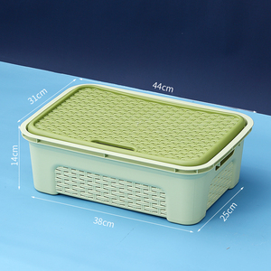 Kotak Penyimpanan Rotan Plastik dengan Tutup, Keranjang Dapat Ditumpuk - Product Image 4