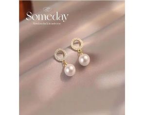 Boucles d'oreilles Xinfly AU750 Or pur 18 carats Diamant naturel 0,15 carat Perle d'eau douce Taille 7,5 mm-8 mm - Product Image 2