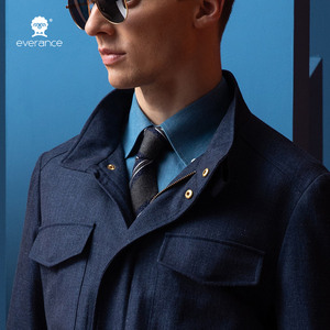 Giacca Safari da <span class=keywords><strong>Uomo</strong></span> <span class=keywords><strong>Blu</strong></span> <span class=keywords><strong>Navy</strong></span> con Colletto Rialzato, Multi-Tasche, Premium, Casual, per Viaggi d'Affari e Attività all'Aperto - Product Image 6