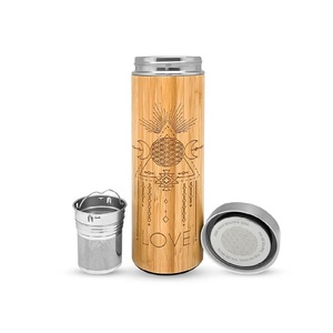 CHL logotipo personalizado aislado de acero inoxidable vaso reutilizable de madera Natural de bambú botellas de agua con tapa - Product Image 3
