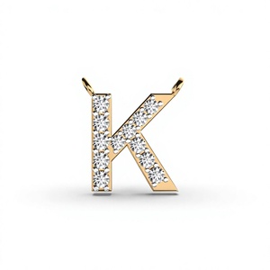 Colgante con Inicial de Diamante Cultivado en Laboratorio de 0.44Ct, Corte Brillante, Oro de 10k/14k, Certificado IGI, VVS, Alta Calidad, Letra K, Joyería Alfabética - Product Image 1