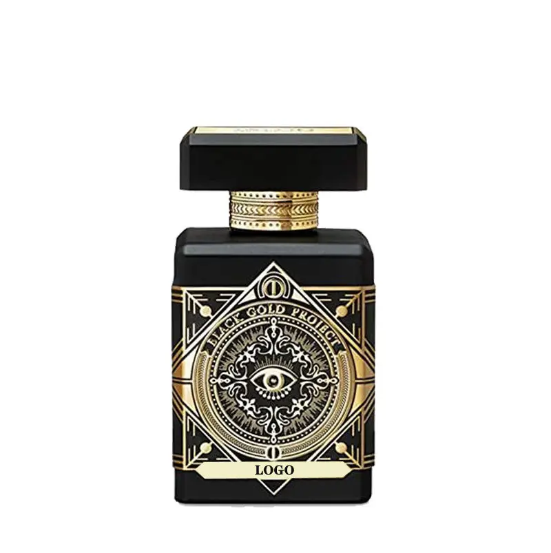 Garrafa de vidro de perfume 100 ml, garrafa de vidro de perfume árabe dourado