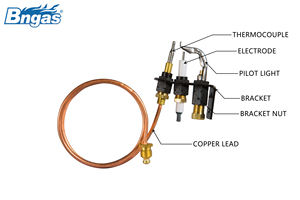 Queimador Piloto com Sensor de Chama, Queimador Piloto a Gás com Eletrodo, Ignitor de Superfície Quente, Eletrodo de Ignição, Acendedor Piezoelétrico, Conjunto de Queimador Piloto - Product Image 2