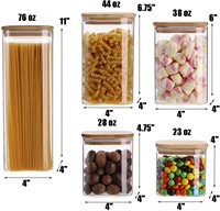 Ensemble de pots à épices carrés hermétiques en verre borosilicate de haute qualité, récipients multifonctionnels pour le stockage des aliments avec couvercles en bambou, sûrs