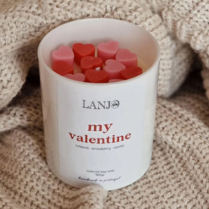 Bougie parfumée ronde en cire de soja LANJO Novelties, romantique pour la Saint-Valentin, avec des cœurs - Product Image 3