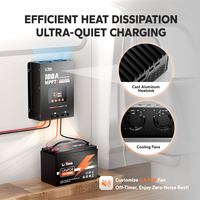Contrôleur de charge solaire LiTime à efficacité énergétique maximisée 100A MPPT 12V/24V/36V/48V Auto Bluetooth pour batteries au lithium fer phosphate