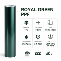Film de protection de véhicule (PPF) en TPU aliphatique de la série Royal Green nacré, auto-réparant, anti-jaunissement, hydrophobe, vente en gros, couleurs variées