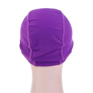 Gorros de baño deportivos de poliéster y elastano de color sólido para hombres, mujeres y niños, protegen las orejas, herramientas de natación para cabello largo, nailon - Product Image 3