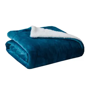 थोक चैती आलीशान फेंक कंबल-चैती ग्रीन प्रतिवर्ती सुपर नरम बिस्तर यात्रा आलीशान शेरपा कंबल