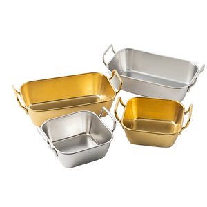 Plateau rond en acier inoxydable en gros, poulet frit coréen, poignée, bonbons français, restaurant familial, plateau à collation, camping - Product Image 1