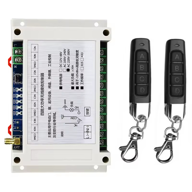 Smart Multiple AC110V 220V 240V 380V 30A 433 MHz 4CH 4 CH 4 Channel Wireless Relay RF Remote Control Switch Receiver+Transmitter