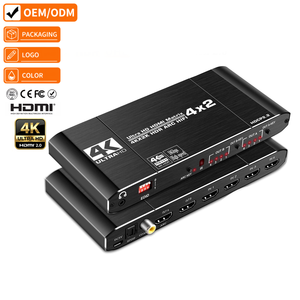 Conmutador de Matriz HDMI Justlink 4x2, Extractor de Audio 4K60Hz, ARC, <span class=keywords><strong>SPDIF</strong></span> Coaxial, 3.5mm, Control Remoto IR para HDTV y Proyector - Product Image 1