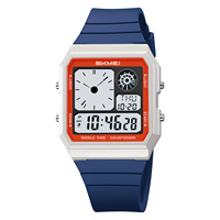 SKMEI 2347, reloj digital de lujo a la moda para hombre, resistente al agua, multifunción, informal, estilo de negocios, reloj de pulsera con correa de PU