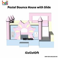 Château gonflable rose commercial avec toboggan, combo de saut scintillant pour enfants, maison de saut gonflable pour parc d'attractions