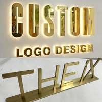 Tanda Huruf Logam 3D |   Logo Merek LED Backlit Kustom |   Papan Tanda Stainless Steel 316 Tanpa Lampu untuk Kantor & Toko