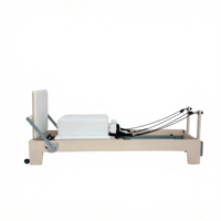 Máquina de Entrenamiento de Yoga Multifuncional, Cama de Pilates Profesional para Estudio, Ajustable, Telescópica, de Madera Negra, Reformer Comercial