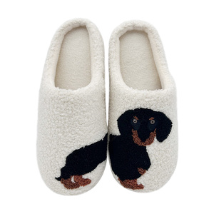 Femmes hommes mignon teckel <span class=keywords><strong>chien</strong></span> pantoufles floue mémoire mousse anti-dérapant doux dessin animé intérieur en peluche pantoufles - Product Image 1