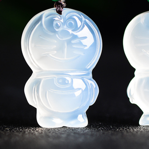 Liontin batu akik <span class=keywords><strong>Doraemon</strong></span>, batu akik putih es putih alami untuk Kalung anak-anak - Product Image 6