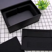 Flap üst lüks ürün hediye paketleme özel baskılı sert mat karton manyetik siyah ambalaj köpük
