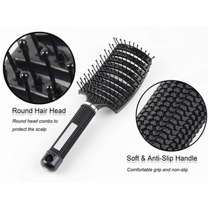 Anti-Static Curved Round, Metal Hair Extension Wig Massage Private Label Ionic <span class=keywords><strong>Custom</strong></span> Logo Detangling Wide Tooth Hair Brush Comb - Product Image 5