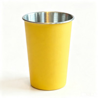Tasse à double paroi en acier inoxydable 04, finition brossée, pour bière, café, jus, eau, avec logo