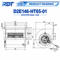 Ventilateur radial industriel 230V à double entrée pour refroidissement d'armoires, haut débit d'air, D2E146-HT65-01, équipement de ventilation, pièce de rechange pour service continu