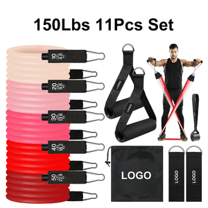 Gradient Red 11pcs Resistance <b>Bands</b> Set Latex <b>Workout</b> <b>Bands</b> Fitness Exercise Kit Home Gym Equipment - Product Image 1