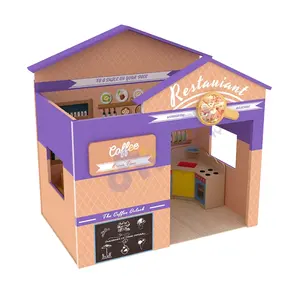 Eco-Friendly Preschool Education Cardboard Playhouse Indoor Kid-Friendly Wooden Playhouse Made from PVC MDF Natural Wood