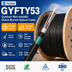 GYFTY53 4 12 24 48 96 144 Kern Außen-Erdkabel Glasfaserkabel Singlemode G652D Gepanzert Nicht-Metallisch FRP Kommunikationskabel - Product Image 1