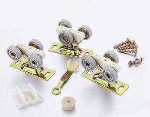 WEKIS Kit de quincaillerie moderne pour porte coulissante de grange, avec roulettes à billes antiques noires, capacité 200 lb, en plastique - Product Image 3