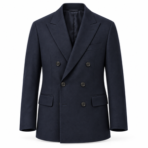Blazer Cruzado Personalizado para Hombre, Solapa de Pico, Azul Marino, Chaqueta de Traje Formal de Negocios, Venta al por Mayor OEM ODM - Product Image 1