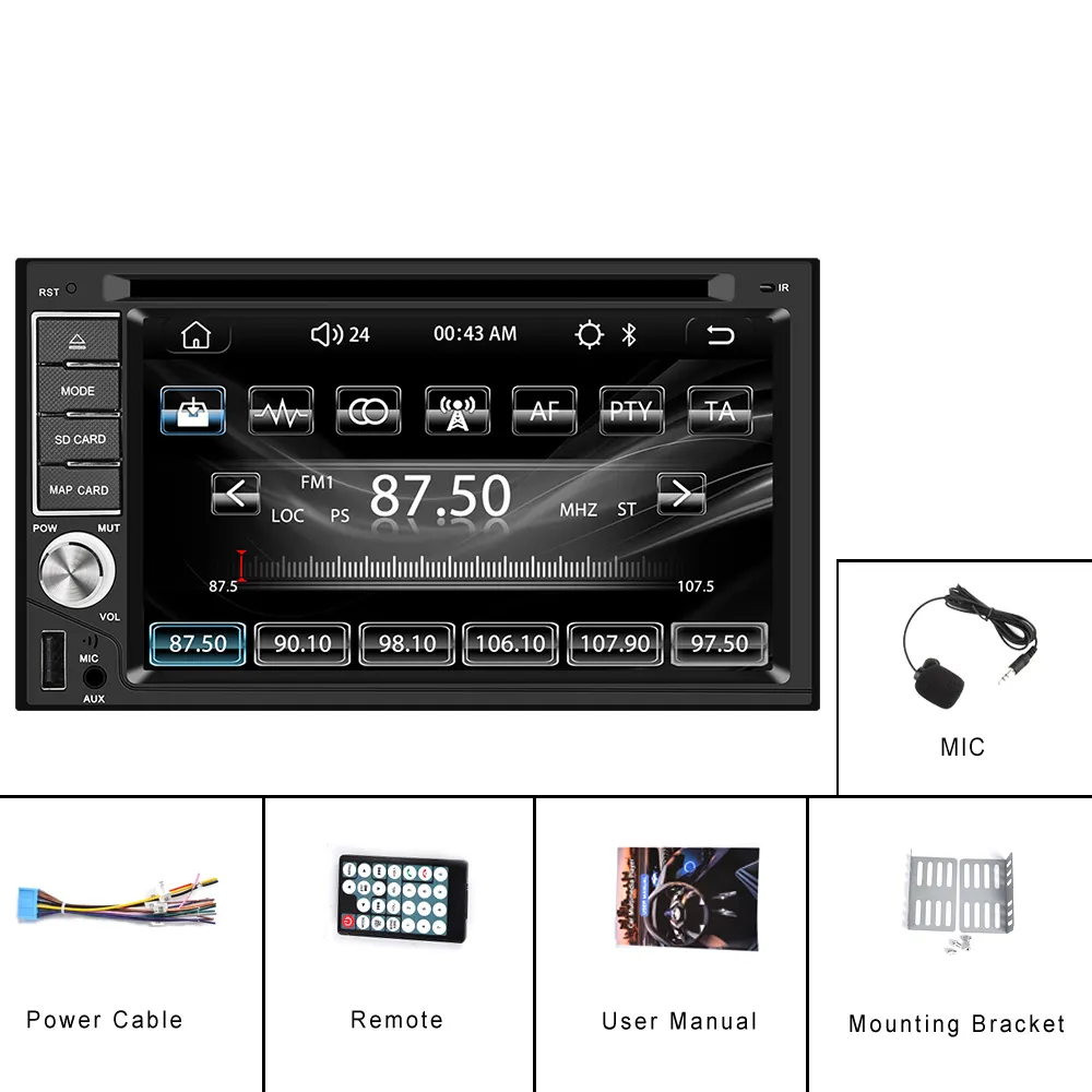 Hengdesen2 Din 6.2" MP5 Car DVD Player Carplay Wired Android Auto Car Stereo Radio Autoestereo FM BT HD Mirror Link