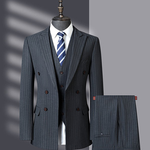 <span class=keywords><strong>Costume</strong></span> 3 pièces à rayures pour hommes pour mariages, affaires et décontractées-<span class=keywords><strong>Costume</strong></span> de marié élégant et respirant pour carrière - Product Image 1