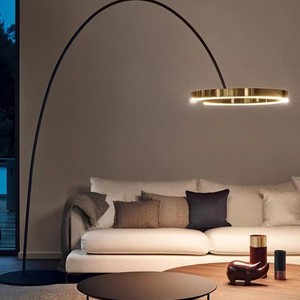 Luxury Floor Lamp Italian Style Living Room Bedroom LED Touch Control Adjustable Height Circular Standing Lamp - Product Image 1