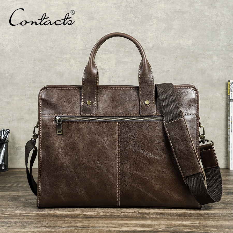 Мужской деловой портфель из растительного дубления, роскошная сумка для ноутбука 14 дюймов, качественный кожаный деловой портфель для офиса