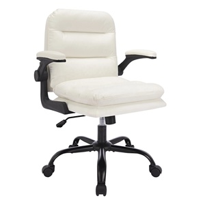 Chaise <span class=keywords><strong>de</strong></span> <span class=keywords><strong>bureau</strong></span> ergonomique blanche pivotante avec base en métal, accoudoirs et repose-pieds, chaise <span class=keywords><strong>de</strong></span> patron pour <span class=keywords><strong>bureau</strong></span> et salon - Product Image 1