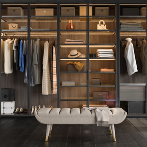 مجموعة خزانة ملابس حديثة بإطار ألومنيوم مخصص وباب زجاجي لغرفة النوم - Product Image 1