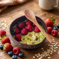 Tazón para batidos de cáscara de coco Natural de cocina al por mayor logotipo personalizado gratis madera Matcha ensalada fruta Coco Kava tazón para comida