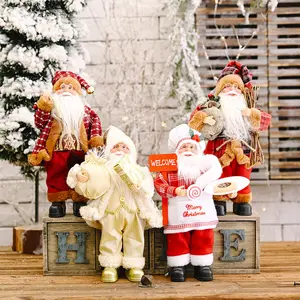 圣诞庆典装饰站立姿势父亲圣诞娃娃创意新款圣诞背包老人娃娃摆件