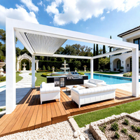 Pergola Bioclimatique Motorisée Moderne en Aluminium à Lames Rétractables, Écologique, Facile à Assembler, Fonction Étanche pour l'Extérieur