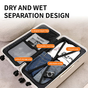 <span class=keywords><strong>Valise</strong></span> cabine 24 pouces en ABS avec serrure et poignée télescopique, <span class=keywords><strong>double</strong></span> fermeture éclair, fonction de suspension, <span class=keywords><strong>compartiment</strong></span> secret, unisexe - Product Image 2