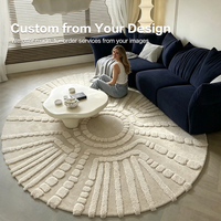 Dsermer Tapis Moderne Abstrait Tissé en Peluche à Poils Longs Tufté Fait Main Personnalisé 3D Luxe Laine/Soie/Nylon Réversible Adapté aux Animaux Domestiques 1 Pièce