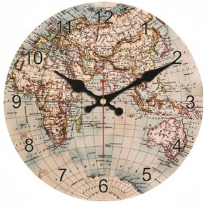 <span class=keywords><strong>Orologio</strong></span> <span class=keywords><strong>da</strong></span> <span class=keywords><strong>Parete</strong></span> Rotondo 40cm con Motivo Mappa del <span class=keywords><strong>Mondo</strong></span> in MDF per Decorazione Soggiorno e Cucina - Product Image 1