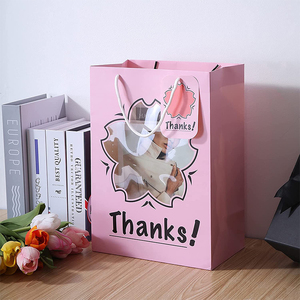 Sacchetti regalo di buon compleanno sacchetti di carta colorati personalizzati con logo rosa - Product Image 4