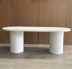 Mesa de Comedor Ovalada de Madera con Acabado de Microcemento Pintado Personalizado <span class=keywords><strong>2026</strong></span>, Muebles de Comedor con Influencias Minimalistas del Fabricante - Product Image 4