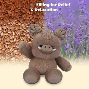 Peluche Cinghiale Marrone con Pelo Riccio Bianco Avorio, Gambe Robuste, Seduto, Antistress, Compagno per Bambini - Product Image 3