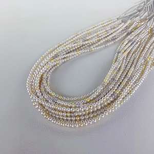 Versatile 4-5mm Natural Freshwater Pearl <b>Necklace</b> <b>Candy</b>-Colored with Gold Dots Perfect Circle Almost Flawless Match - Product Image 4