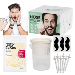 Sample Support Nose Hair Removal Wax Kit 50g Hypoallergenic Hard Wax Beans for Men Women with <b>Plastic</b> Sticks Paper Cups - Product Image 1